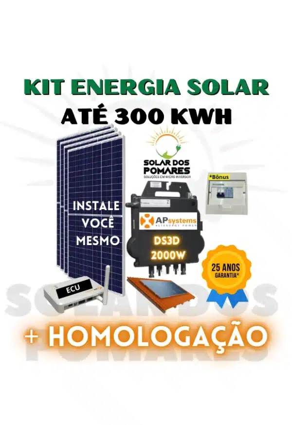 Kit de energia solar completo com micro inversor apsystems ds3d 2000w placas estrutura telhado e monitoramento