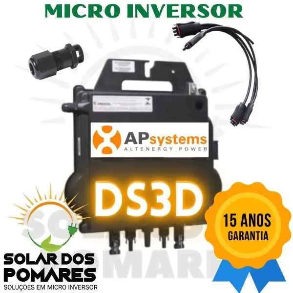 Micro inversor solar da Apsystems DS3D 2000 w com cabo tronco e end cap