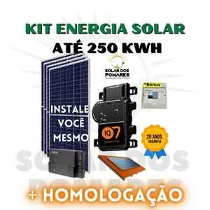 Kit composto de placa solar microinversor enphase iq7 am monitoramento estrutura telhado string box com produção de até 250 kwh e com homologação inclusa