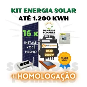 Kit Energia Solar 1200 kWh/mês