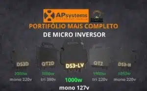 Portfólio de Micro inversores da Apsystems modelos: DS3-LV, DS3D, QT2D, QT2 e DS3-H