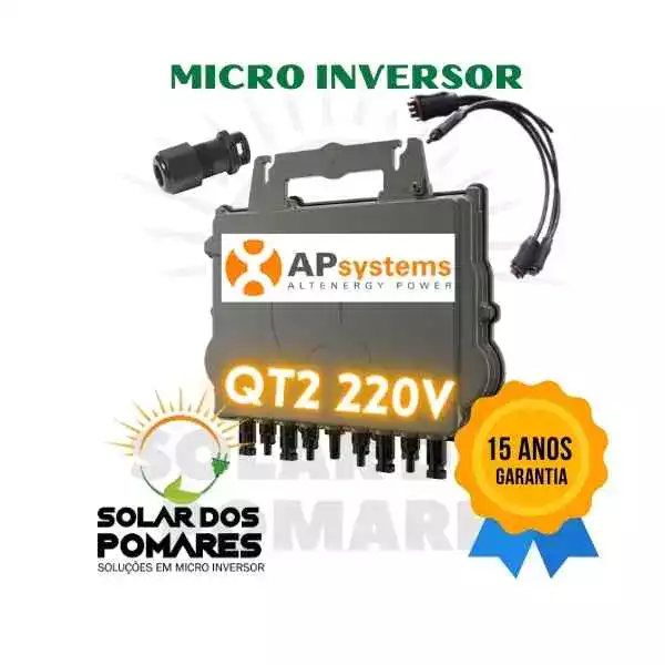 Micro inversor Trifásico 220V - Apsystems QT2 1900w e cabo tronco