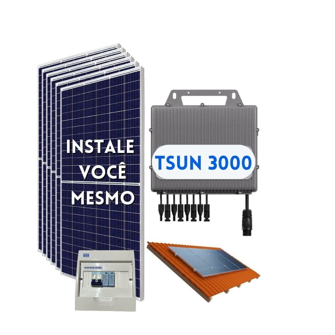 Kit solar Completo com placas solares, estrutura telhado e micro inversor solar da marca TSUN Modelo MP3000