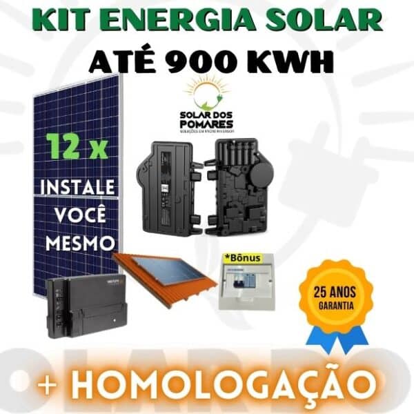 Kit Energia Solar 900 kWh Mês on grid completo com estruturas, painéis com Micro inversor com modelo Enphase IQ8P monitoramento e adicionais grátis para vida útil tranquila.