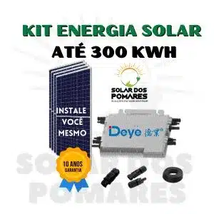 Kit de energia solar On Grid até 300 kWh com micro inversor Deye 2250W SUN225G4 Monofásico 220V, painel solar, acessórios, garantia de 10 anos pela Solar dos Pomares