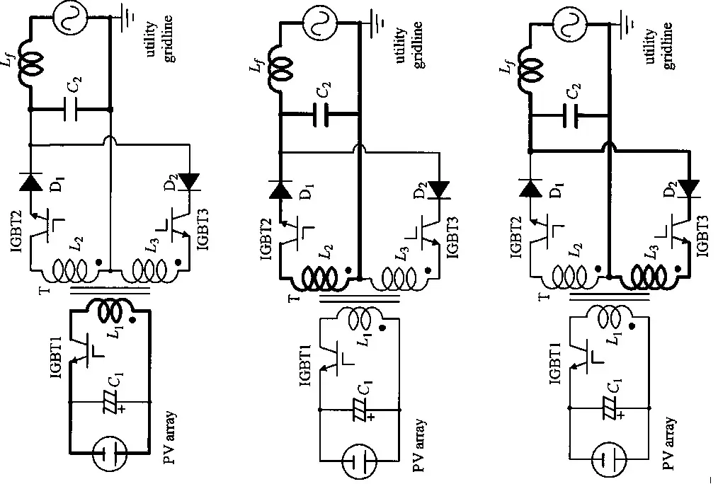 Esquema de 3 Diagramas Elétricos de um Micro Inversor