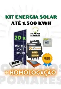 Kit de Energia Solar 1500 kwh mês completo com micro inversor apsystems ds3d 2000w placas estrutura telhado e monitoramento com homologação