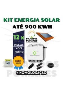 Kit de energia solar on grid completo com estruturas, painéis com Micro inversor SAJ com modelo M2 2250w e adicionais grátis para vida útil tranquila. 900 kwh