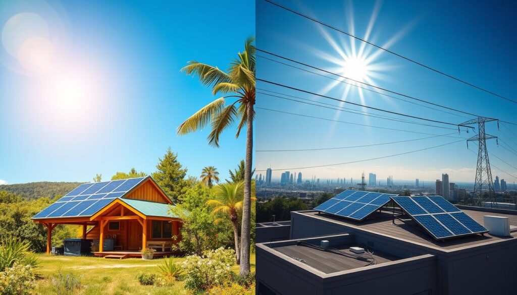 Comparação entre sistemas off-grid e on-grid