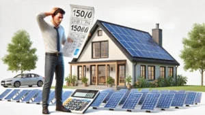 Quantas Placas geram 2000 kWh? Uma Homem a frente de uma casa demonstra preocupação com o dimensionamento correto para sua necessidade