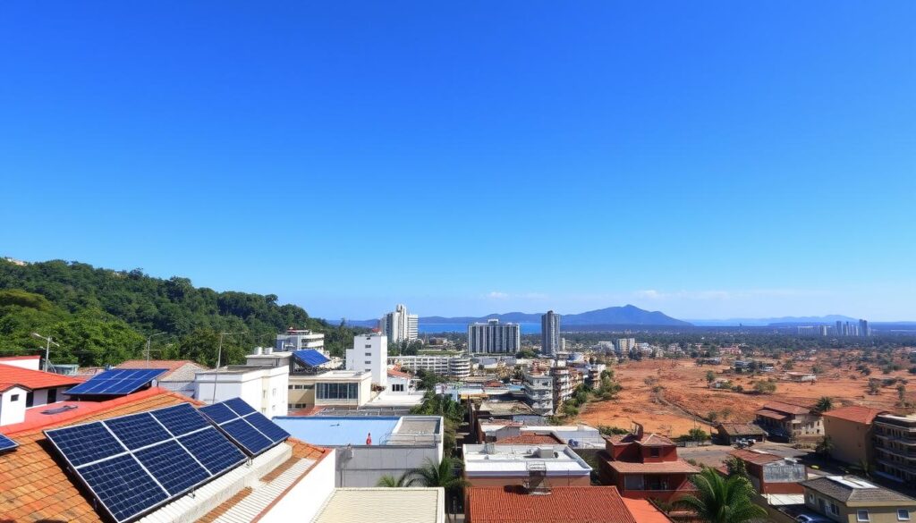 Painéis solares em diferentes regiões do Brasil